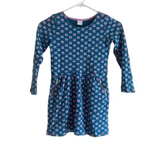 Gymboree Woodland Weekend Fox Dress Girls 8 Teal Purple Pockets Long Sleeve Cute